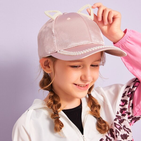 

Girls Faux Pearl Design Ear Baseball Cap