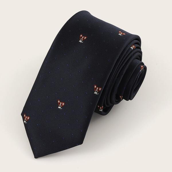 

Men Dog Embroidery Tie