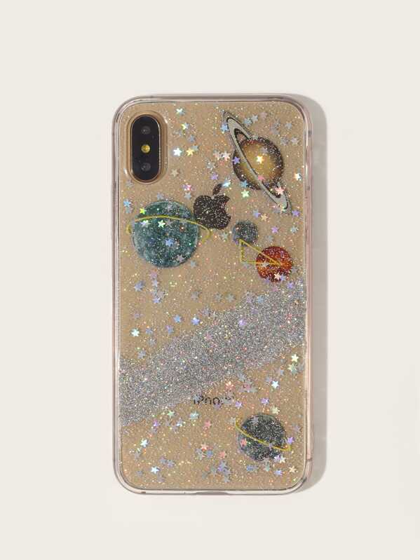 

Glitter Planet Pattern iPhone Case