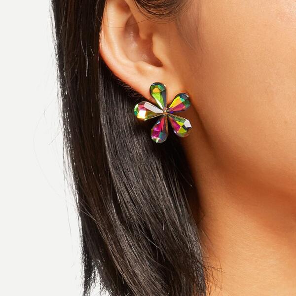 

Ombre Flower Design Stud Earrings 1pair, Multicolor