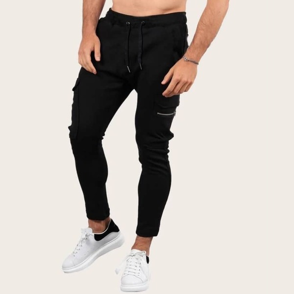 

Men Zipper Side Flap Pocket Cargo Pants