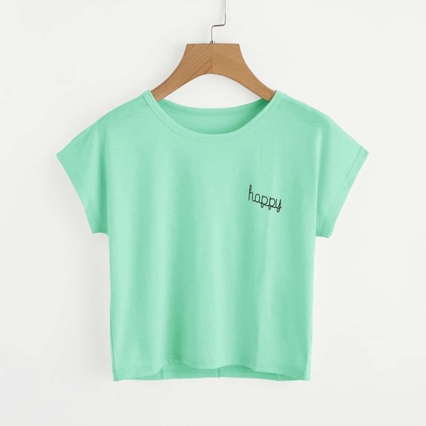 

Letter Graphic Round Neck Tee, Green