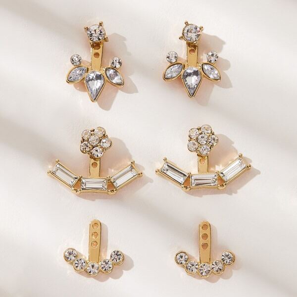 

Rhinestone Engraved Fan Earring Jackets 3pairs