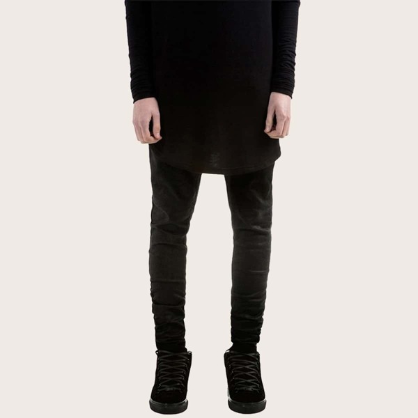 

Men Zip Waist Pocket Skinny Jeans, Black