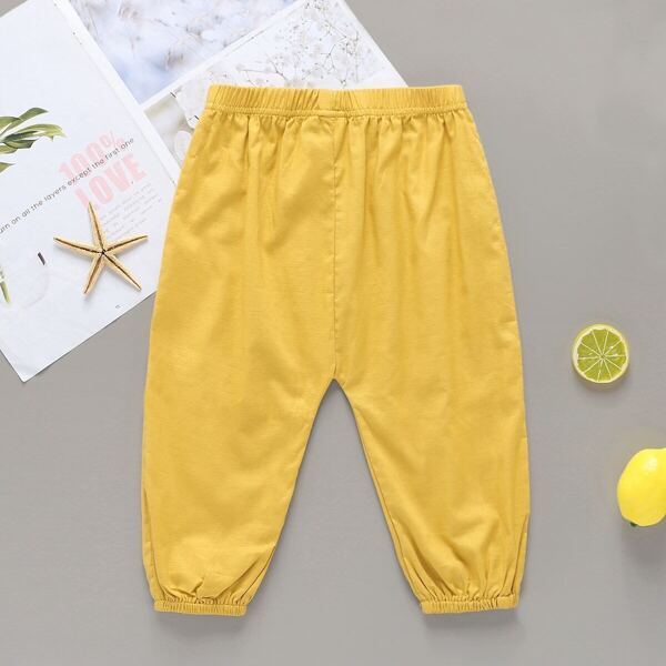 

Baby Elastic Waist Solid Pants, Yellow
