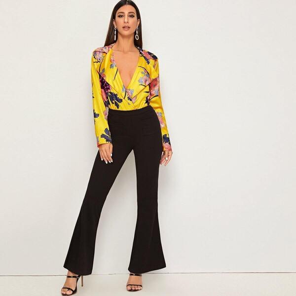 

Satin Large Floral Waterfall Combo Bodysuit