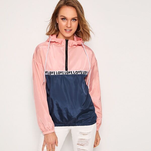 

Letter Tape Drawstring Anorak Jacket