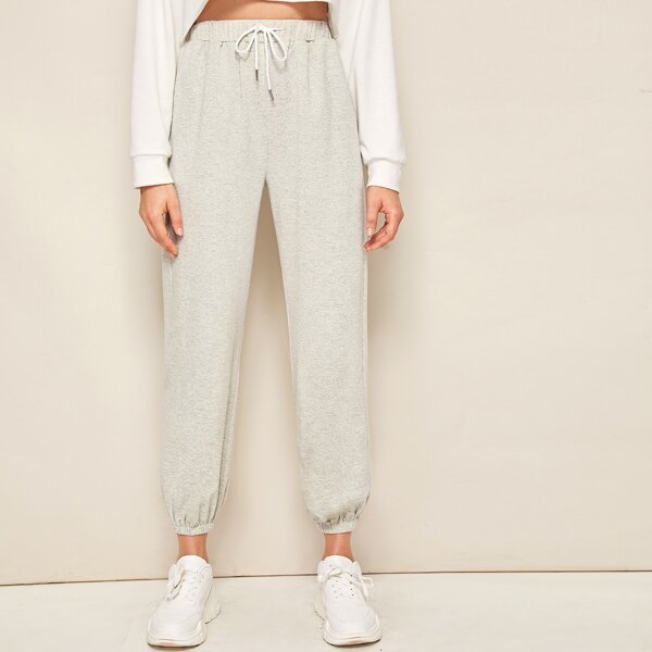 

Solid Drawstring Waist Sweatpants