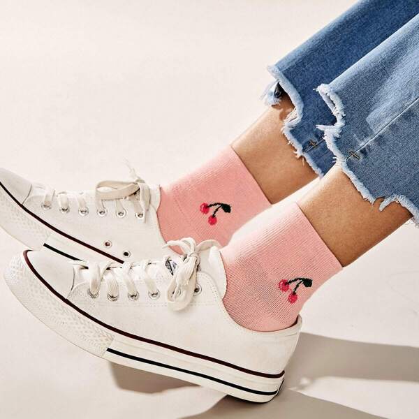 

Cherry Pattern Socks 1pair