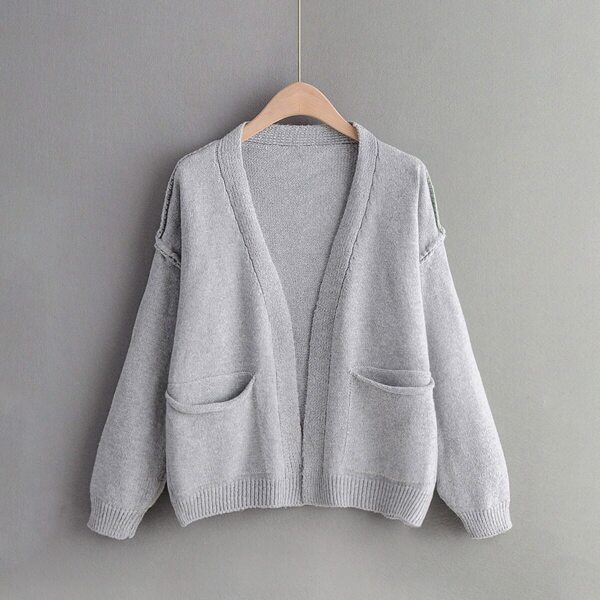 

Open Front Dual Pocket Solid Cardigan