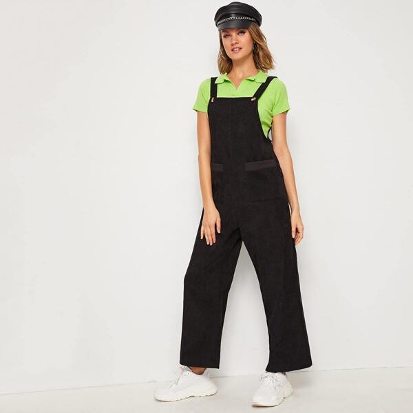 

Button Detail Dual Pocket Corduroy Pinafore Jumpsuit