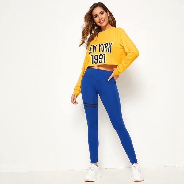 

Striped Panel Skinny Leggings