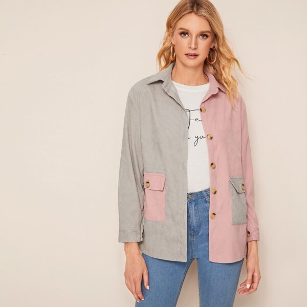 

Two Tone Button Front Coat