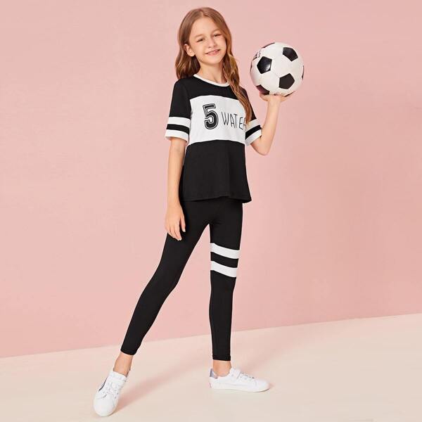 

Girls Mixed Print Tee and Leggings Set