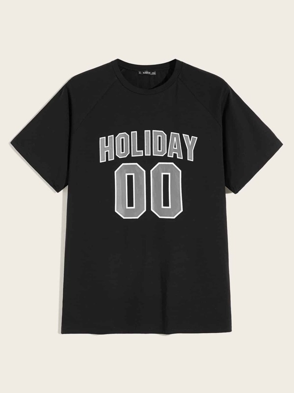 

Men Letter and Number Graphic Tee, Black