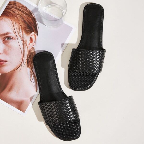 

Open Toe Braided Flat Sliders