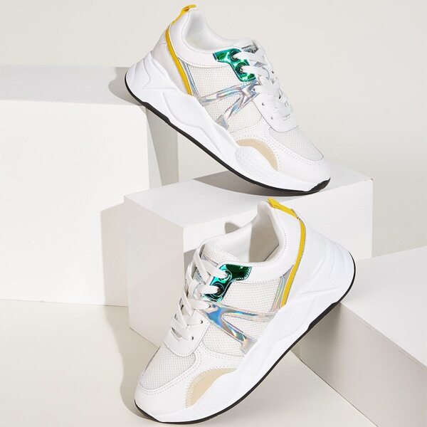 

Lace-up Front Holographic Detail Trainers, White