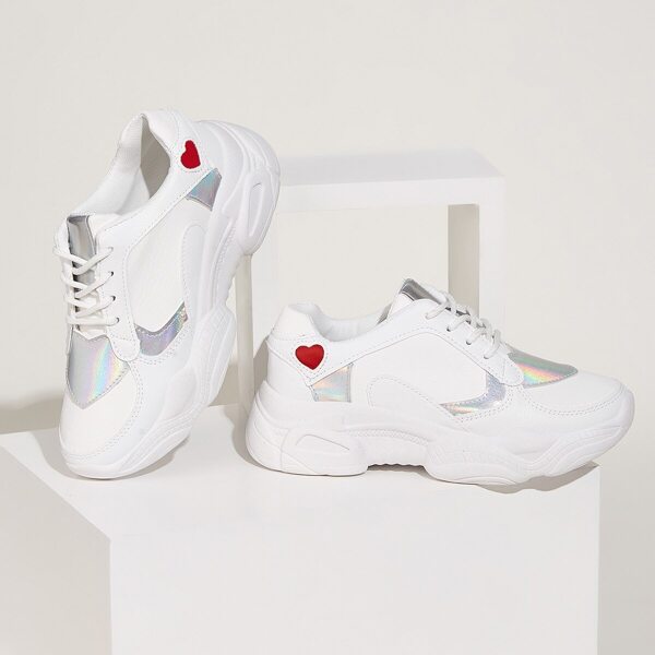 

Lace-up Front Holographic Panel Trainers