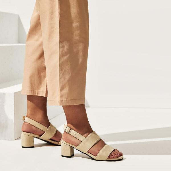 

Open Toe Slingback Chunky Heels, Beige