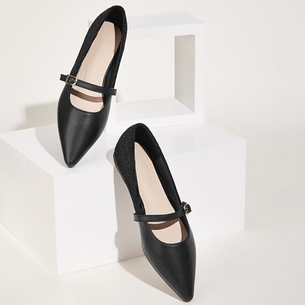 

Point Toe Buckle Strap Flats