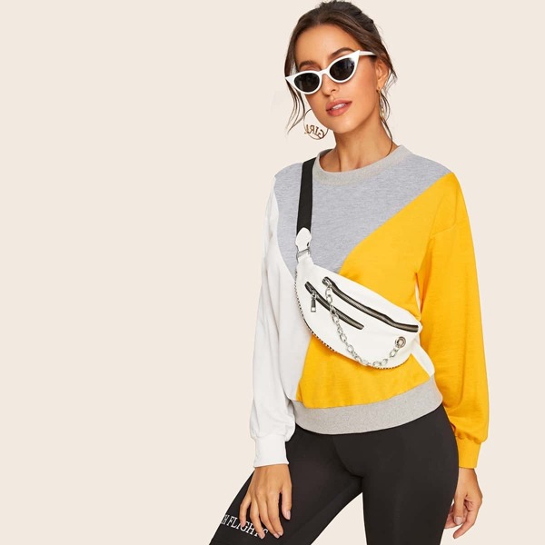 

Colorblock Dropped Shoulder Sweatshirt, Multicolor