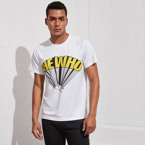 

Men Letter And Angel Print Tee