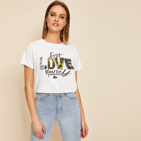 

Slogan Print Tee
