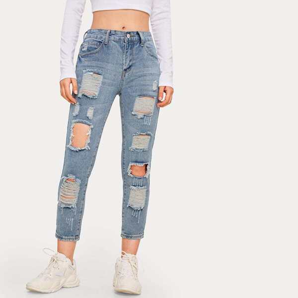 

Ladder Distressed Skinny Boyfriend Jeans
