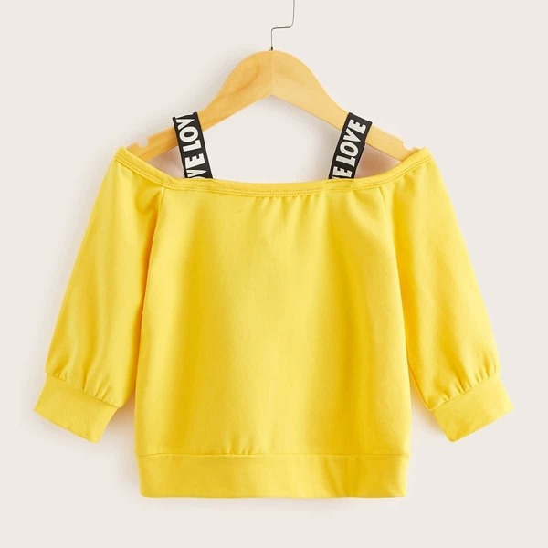 

Toddler Girls Letter Tape Open Shoulder Tee