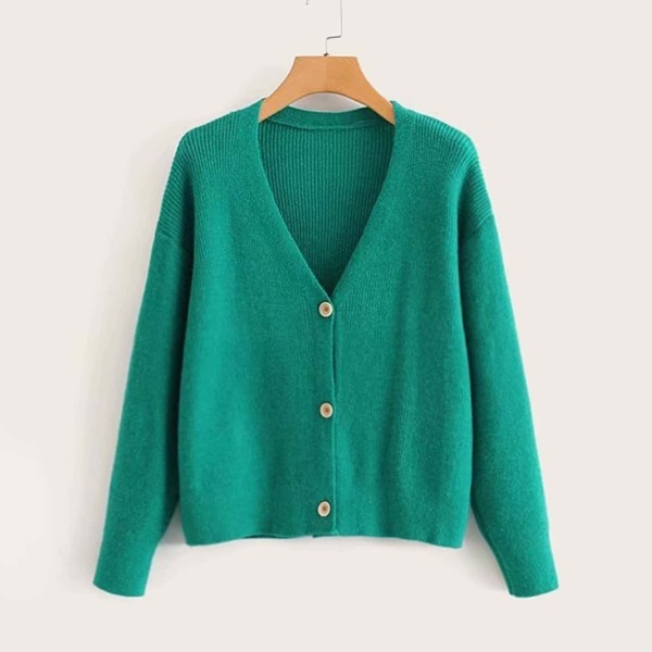 

Solid V-neck Button Front Cardigan