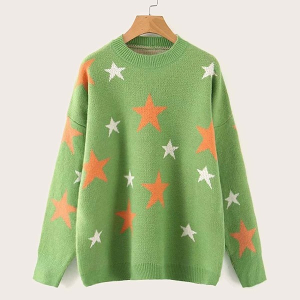 

Star Pattern Drop Shoulder Jumper