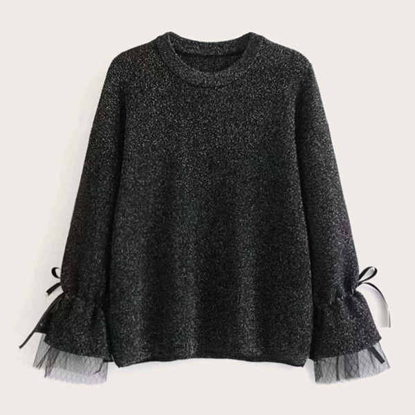 

Space Dye Contrast Mesh Cuff Sweater