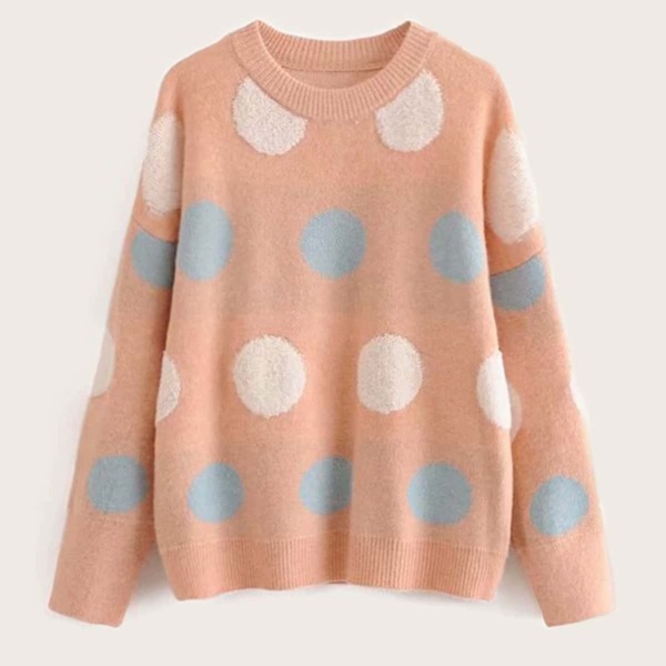 

Polka Dot Drop Shoulder Sweater