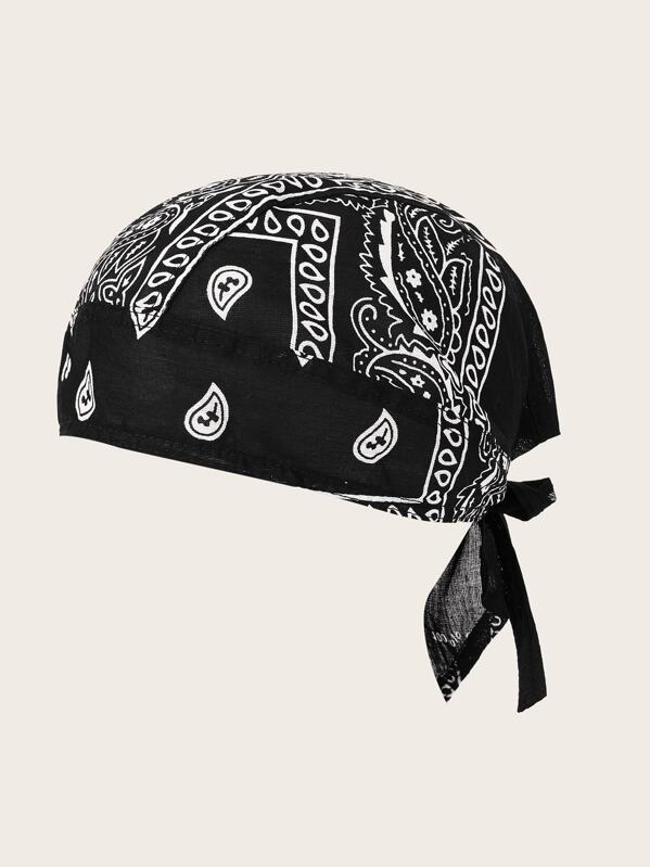 

Men Paisley Pattern Bow Knot Decor Hat, Black