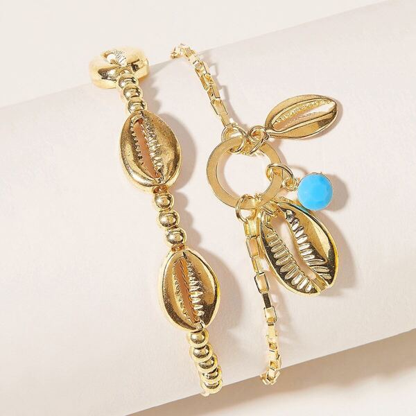 

Shell Beaded Layered Anklet 1pc, Gold