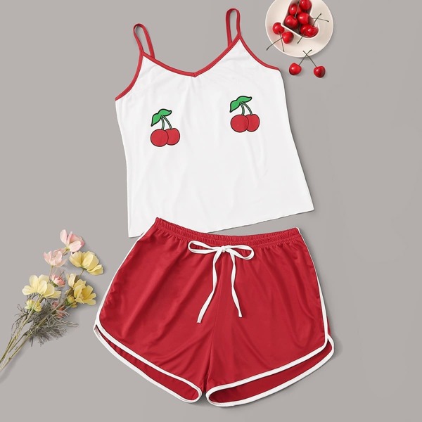 

Cherry Print Cami Pajama Set