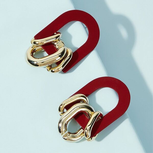 

U Shaped Buckle Decor Earrings 1pair