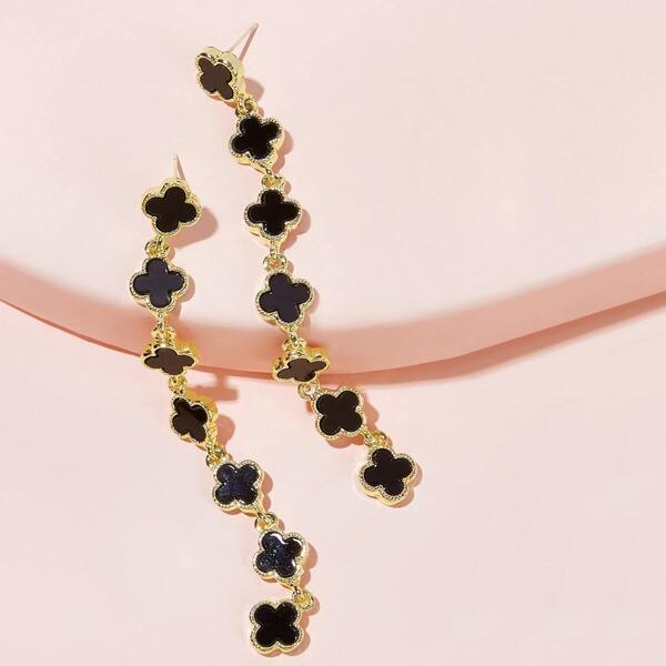 

Flower Chain Long Drop Earrings 1pair