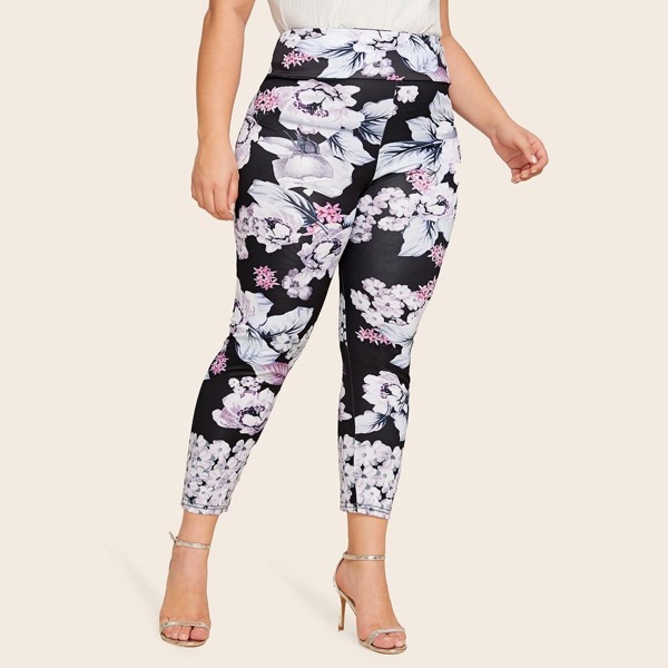 

Plus Floral Wide Band Leggings, Multicolor