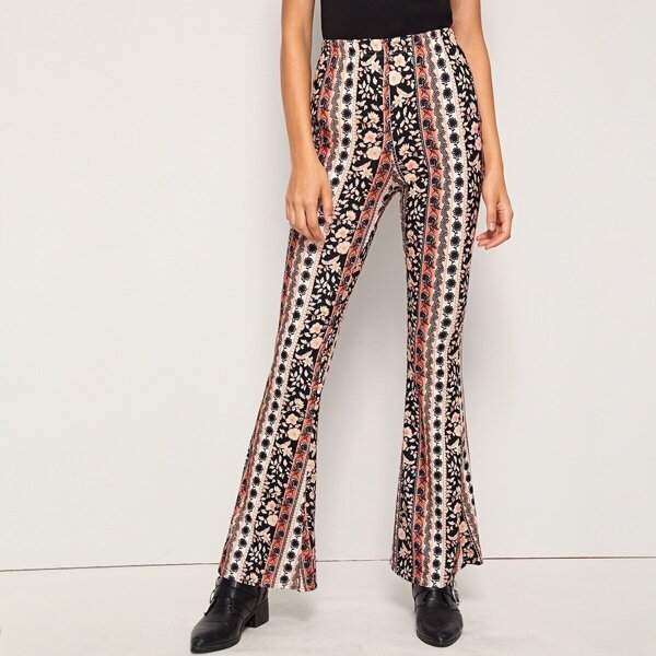 

Allover Floral Print Flare Leg Pants