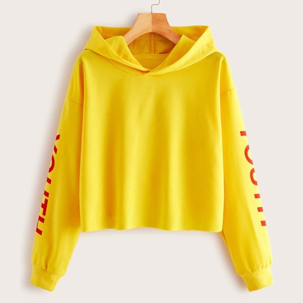 

Letter Print Drop Shoulder Hoodie