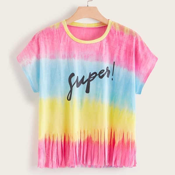 

Plus Tie Dye Letter Graphic Tee, Multicolor