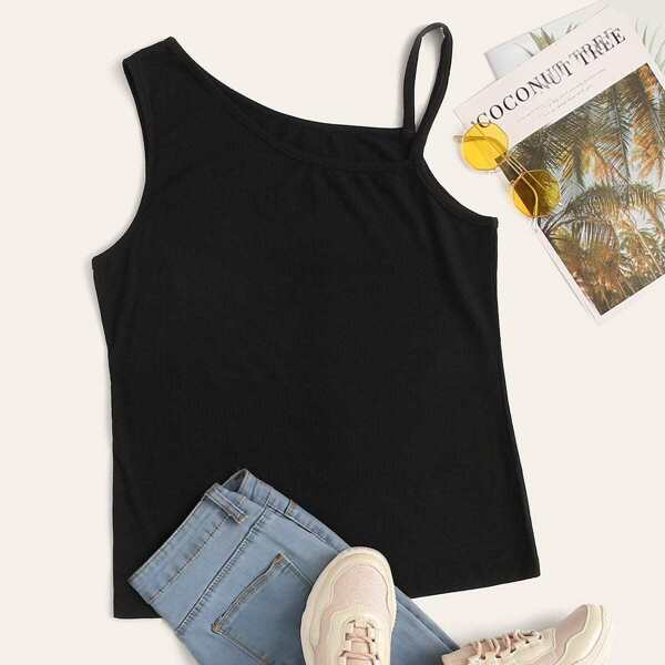 

Plus Solid Asymmetrical Neck Knit Top
