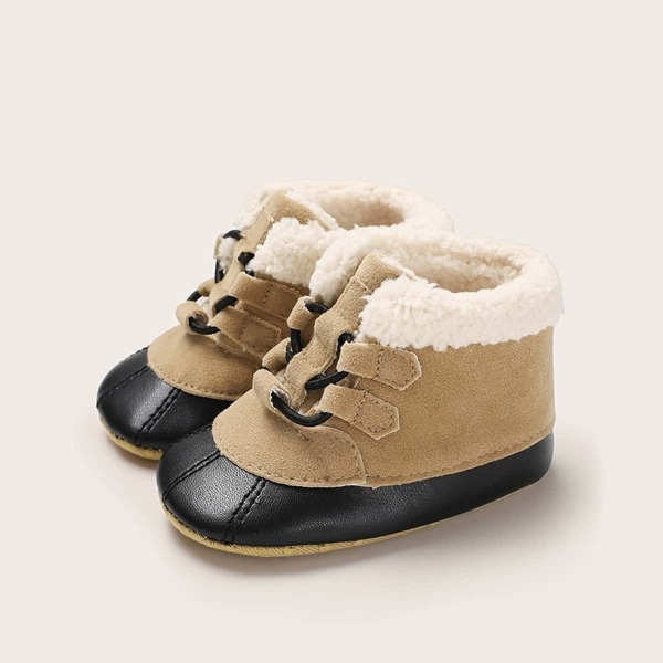 

Boys Two Tone Faux Fur Decor Boots