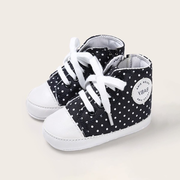 

Baby Polka Dot Print Lace-up Front Sneakers
