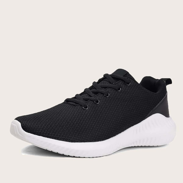 

Men Lace-up Front Mesh Trainers, Black