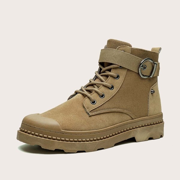 

Men Lace-up Front Buckle Decor Boots