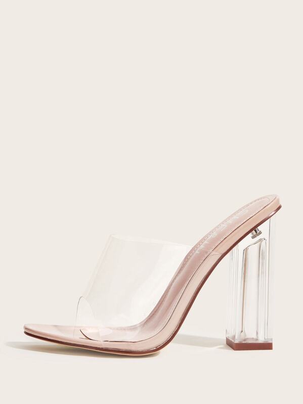 

Open Toe Clear Chunky Heeled Mules