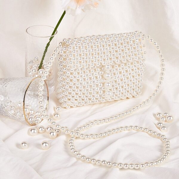 

Faux Pearl Beaded Crossbody Bag, White