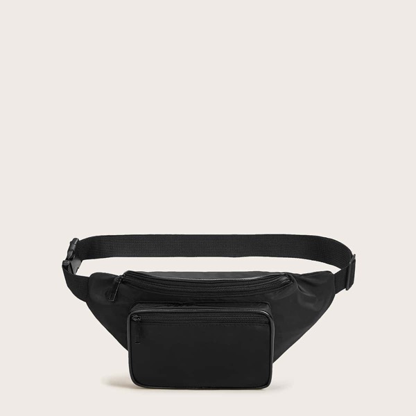 

Zip Front Release Buckle Fanny Pack, Black